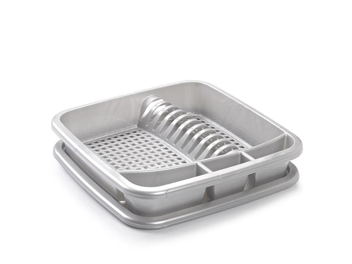 Escurreplatos cuadrado plata