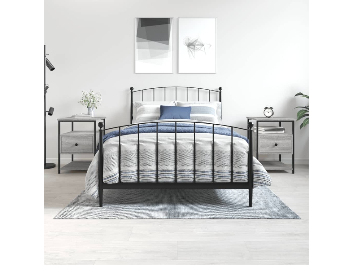 Mesitas de Noche 2 Pzs Derivados de Madera Gris Sonoma