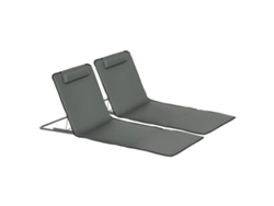 VPMKP - Outsunny 2 esterillas de playa plegables 124x53x50 cm, respaldo ajustable, reposacabezas, tejido Oxford, acero, bolsa de transporte gris