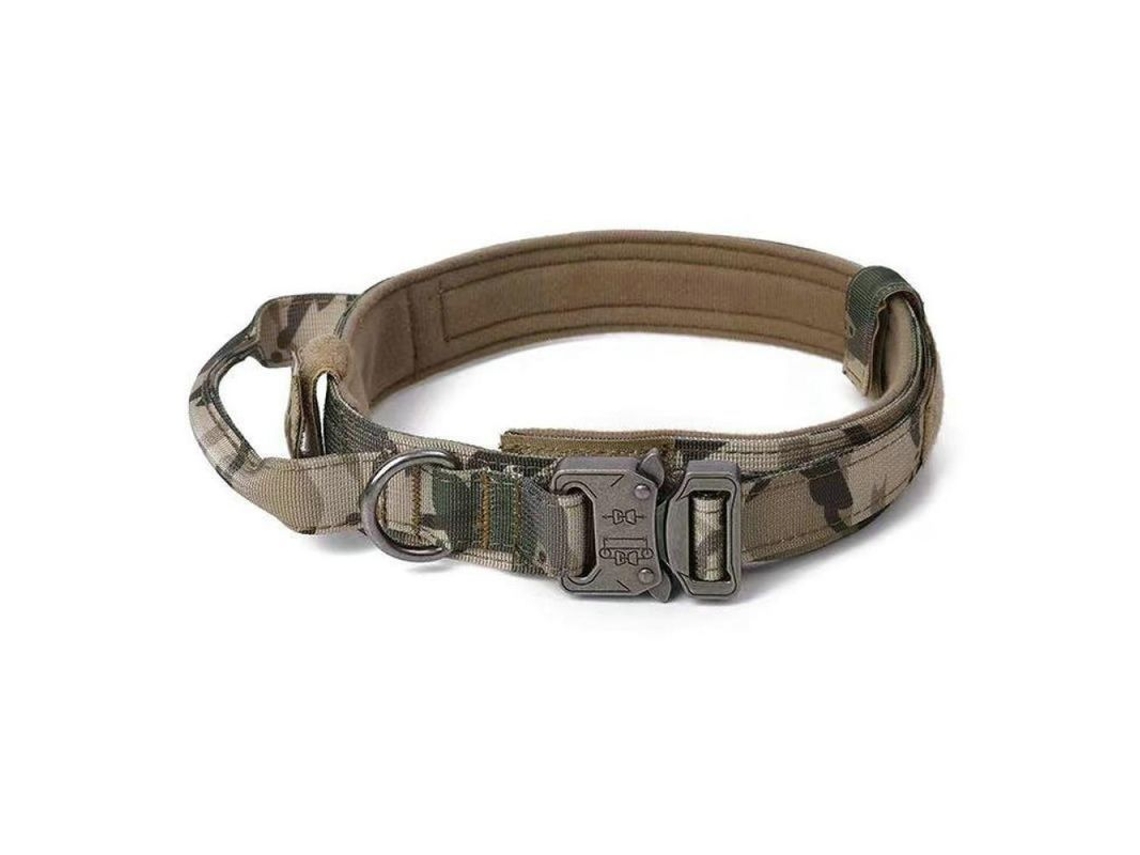 Collar Táctico Militar Para Perros Medianos Y Grandes Ajustable Con Mango De Control Kuk Xl Camuflaje
