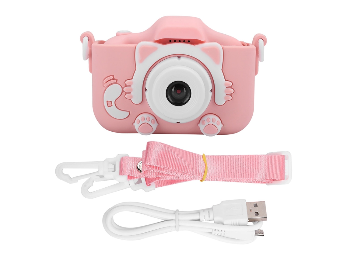 Mini Cámara Digital Con Diseño De Gato De Dibujos Animados, 12 Mp, Con Dos Cámaras, Para Niños, Color Rosa.