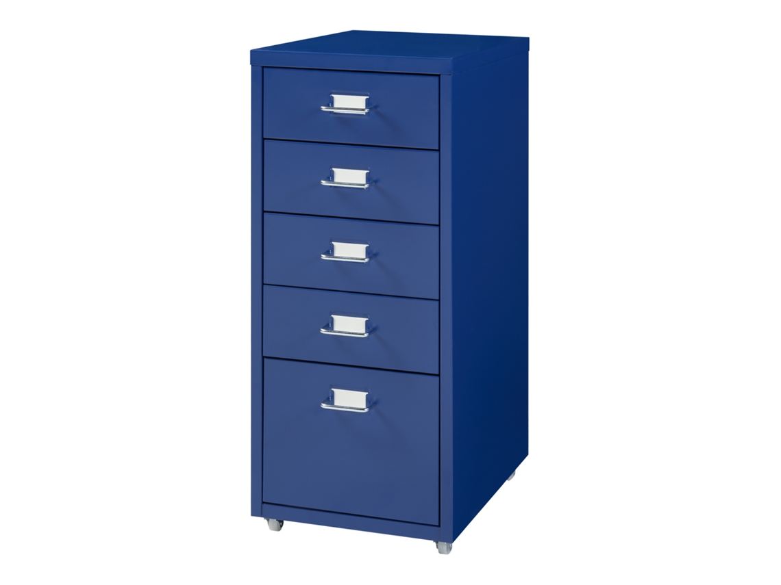 Archivador móvil Kökar con 5 cajones 69x28x41 cm acero - Azul [EN.CASA]