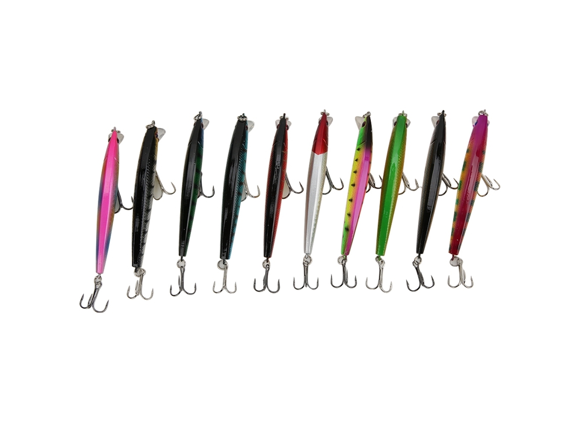 2026rebe-10pcs Señuelos Duros De Plástico Duraderos Con Anzuelos Accesorios De Pesca 8.5g 9.5cm