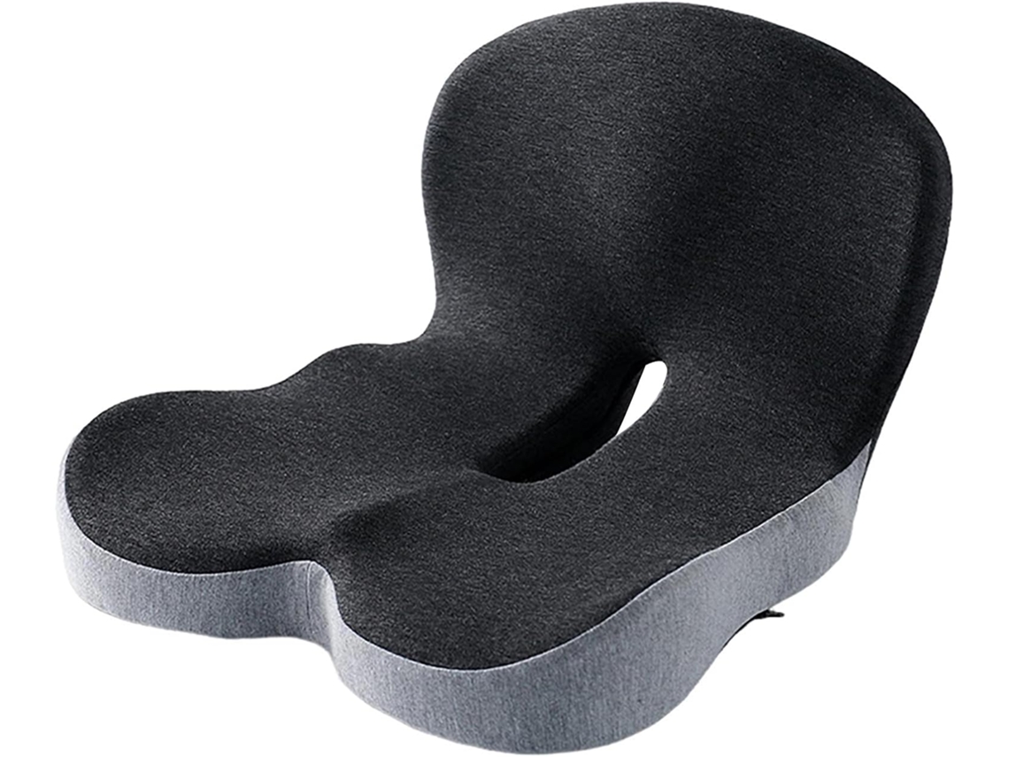 Cojín De Asiento De Espuma Viscoelástica 2 En 1 Almohada De Apoyo Lumbar Gris Gertiz