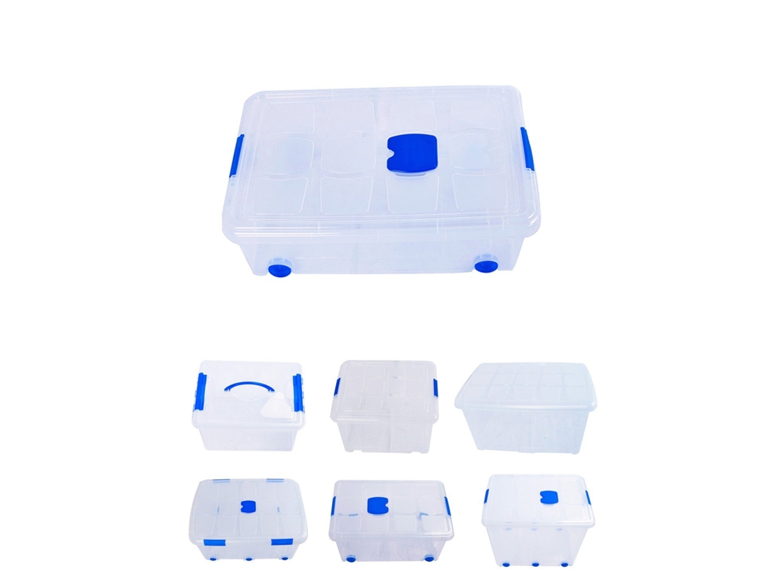 Cajas de Almacenaje Transparentes – Cajas Organizadoras de Plástico Con Tapa 36L Pack 2 Uds