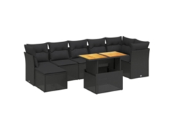 Maison Exclusive - Set De Sofás De Jardín 8 Piezas Y Cojines Ratán Sintético Negro