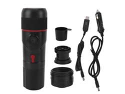 Cafetera eléctrica portátil 3 en 1 para coche, viajes y camping, color negro y rojo