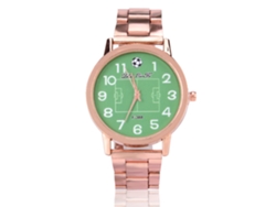 Reloj Analógico De Cuarzo Con Correa De Aleación, Diseño De Campo De Fútbol Y Esfera Redonda.