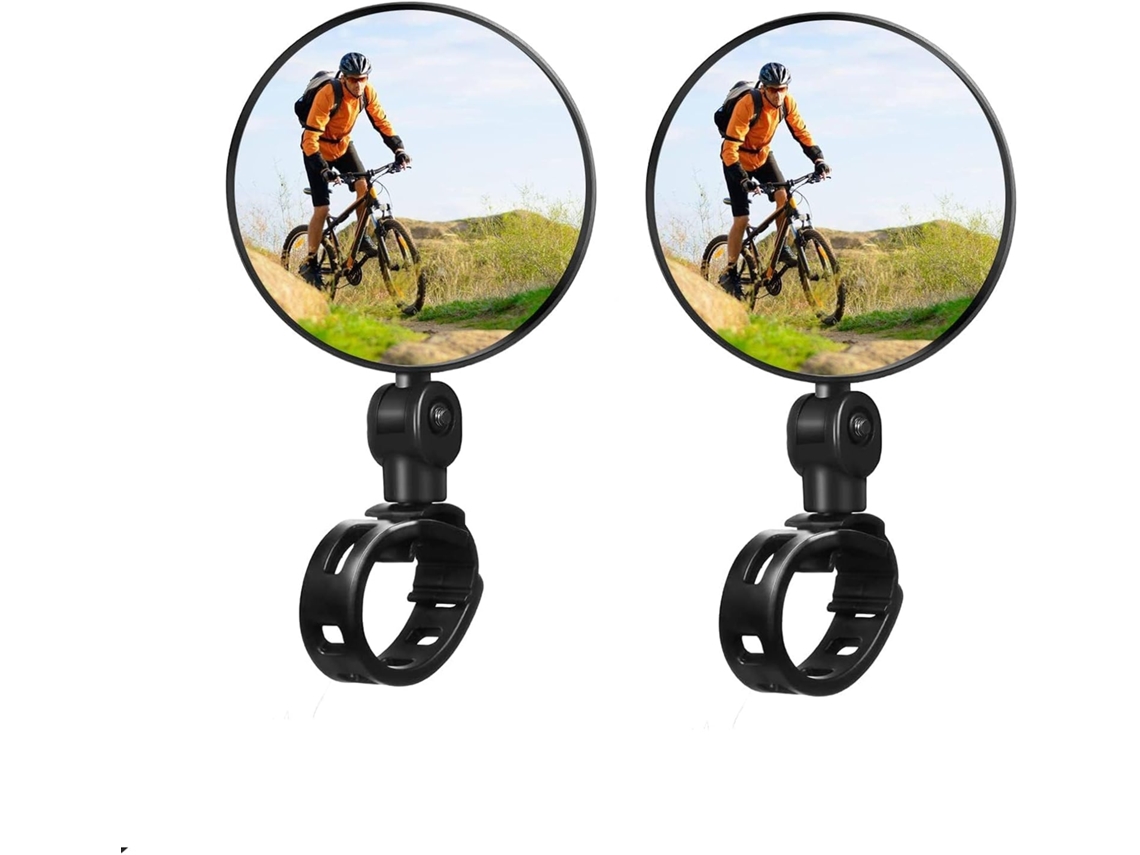 2 Espejos Bicicleta Universal Para Manillar Mtb, Vidrio, Rotación De 360°, Ángulo Amplio