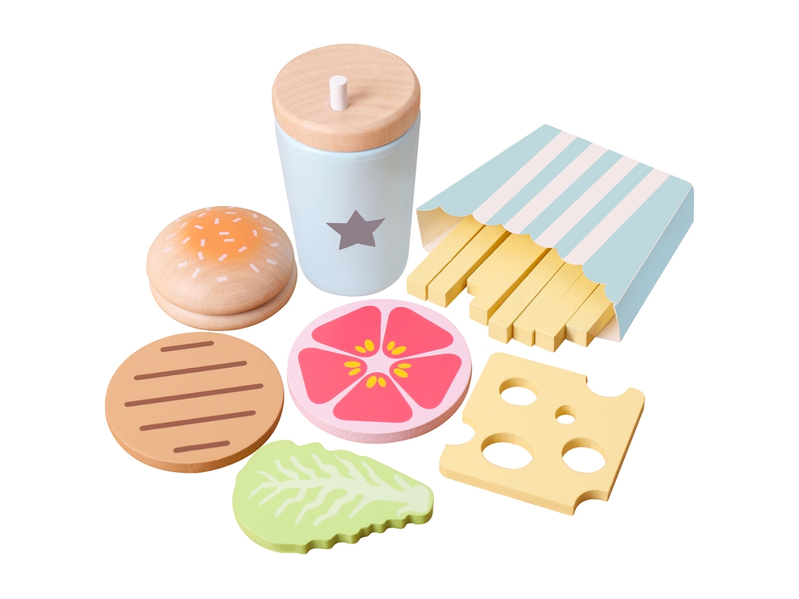 Juguete de cocina de madera para juegos de simulación con comida, frutas y verduras para ensalada. Mdug