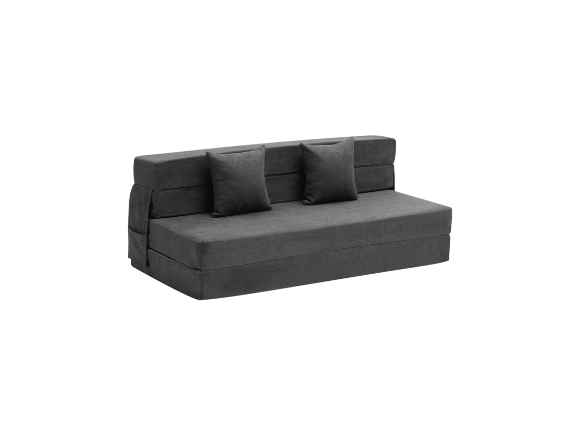 Sofá cama doble Succebuy, 3 en 1, con 2 almohadas, gris oscuro, tamaño Queen