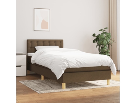 Cama con somier VIDAXL (Marrón - Tela - 193 x 90 x 88 cm)