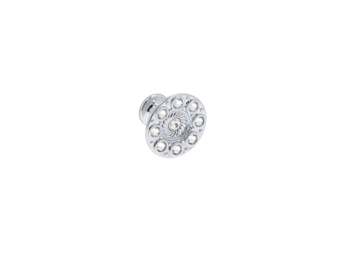 Pomo Para Muebles De Zamac Y Cristal Diámetro 32mm Cromo Pulido Lote De 25