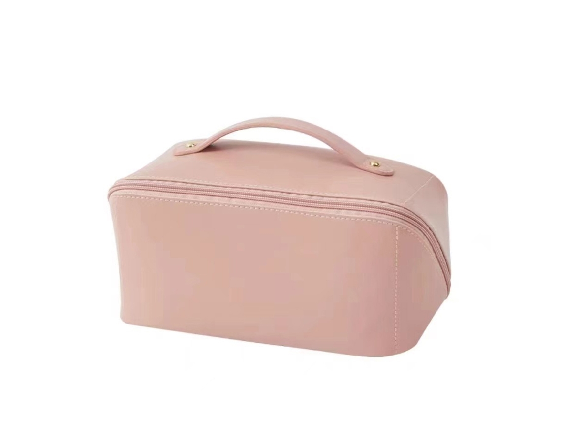 Neceser de mujer premium, portátil, de piel sintética rosa (25 x 13 x 12 cm)