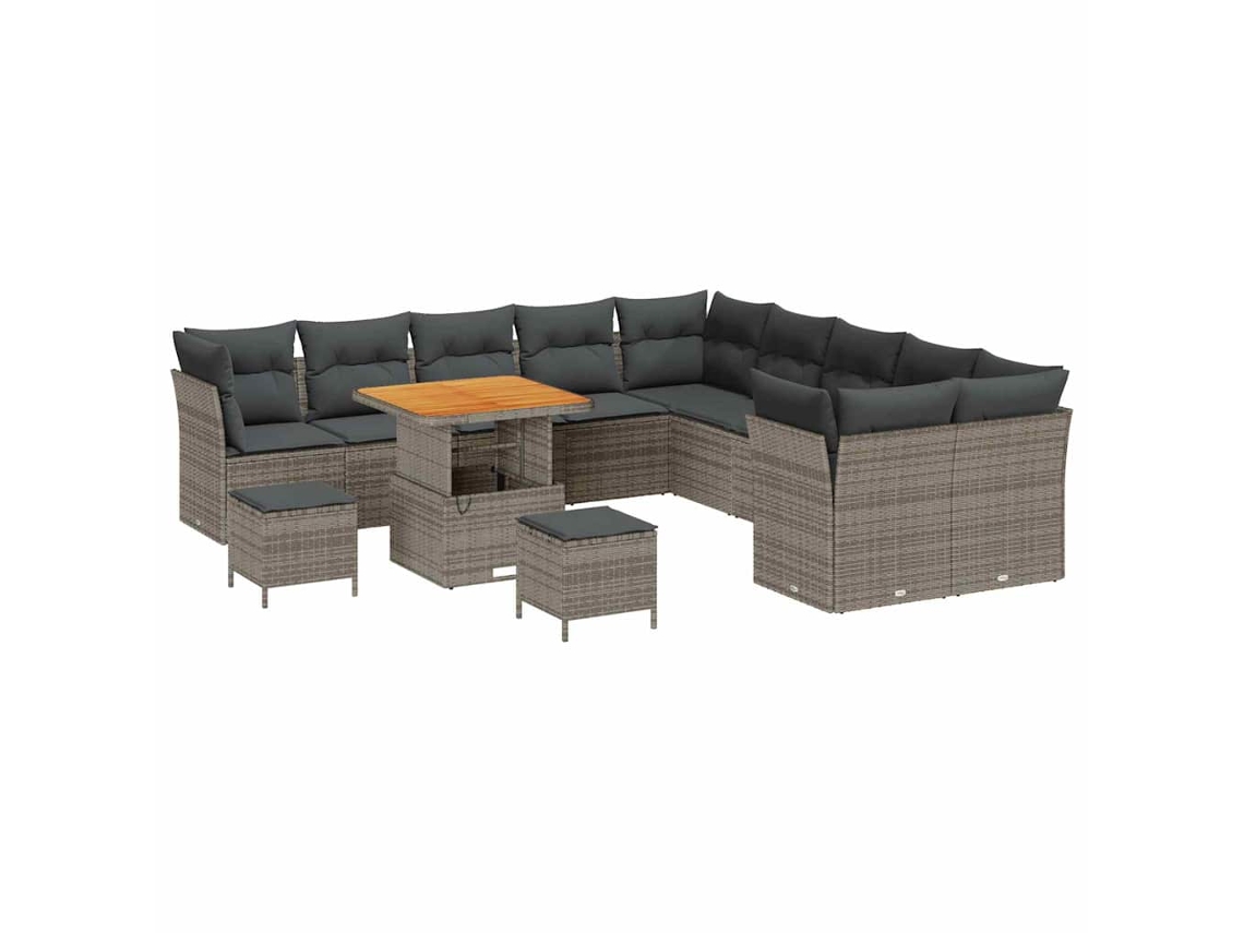 Maison Exclusive - Conjunto De Sofá De Jardín 13 Pcs Gris Ratán Sintético