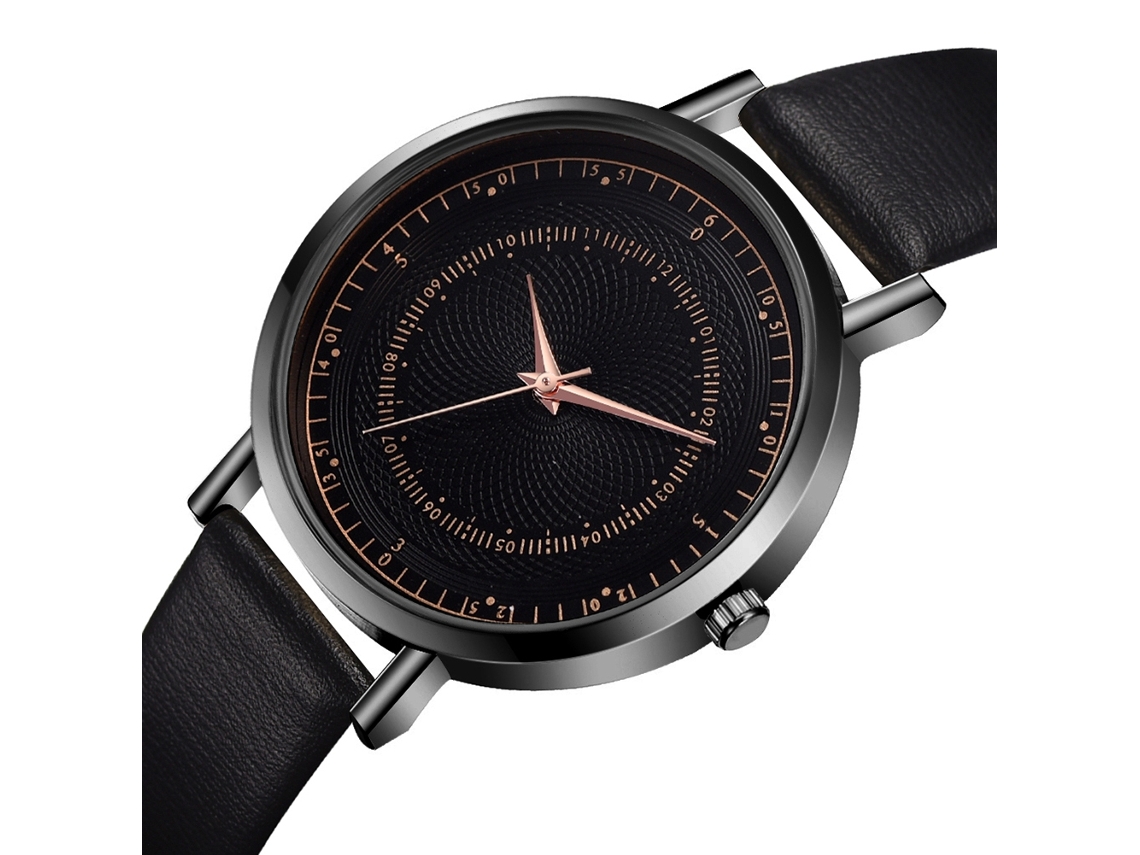 Reloj De Pulsera De Cuarzo Informal Y Moderno Con Correa De Pu Negra, Modelo Xr3257.