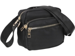 Bolsa Transversal Feminina Em Nylon Preto, Bolsa De Ombro Simples E Versátil Com Alça Ajustável.