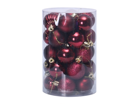 34 piezas de adornos de bolas de Navidad inastillables de 4 cm para la decoración del árbol de Navidad, rojo vino