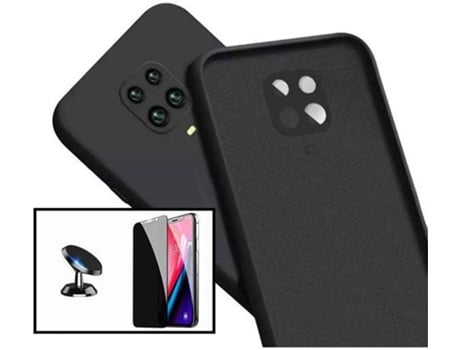 Kit Protector de Cristal 5D Anti-Spy, Funda Silicona Liquida y Soporte Magnético de Coche Xiaomi Redmi Note 10 Lite PHONECARE Negro