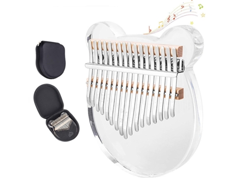 Piano de pulgar acrílico 17 teclas con caja de música portátil, pegatinas de notas, martillo sintonizador