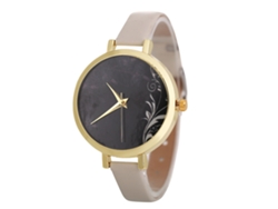 Reloj De Pulsera De Cuarzo Para Mujer Con Correa De Cuero Beige - Regalo Informal De Moda