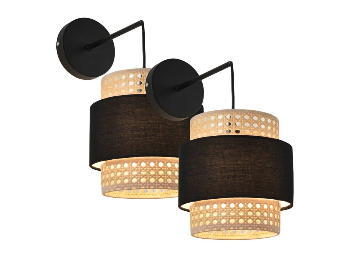 2 Lámparas de pared Southampton 1xE14 metal-plástico 36x30x18 cm - Negro y Beige LUX.PRO
