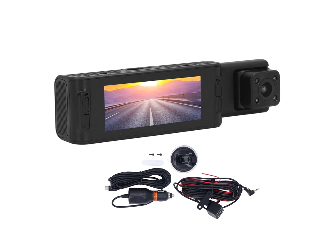 Cámara Para Coche De 3 Canales Con Pantalla De 3,16 Pulgadas, Visión Nocturna 1080p Y Monitorización De Aparcamiento.