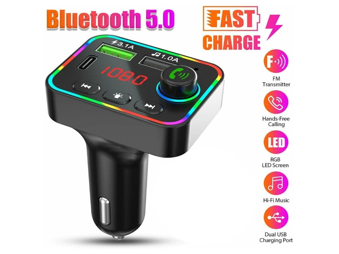 Adaptador Bluetooth para coche Transmisor Bluetooth Fm con encendedor de  cigarrillos Qc3. y Pd3.