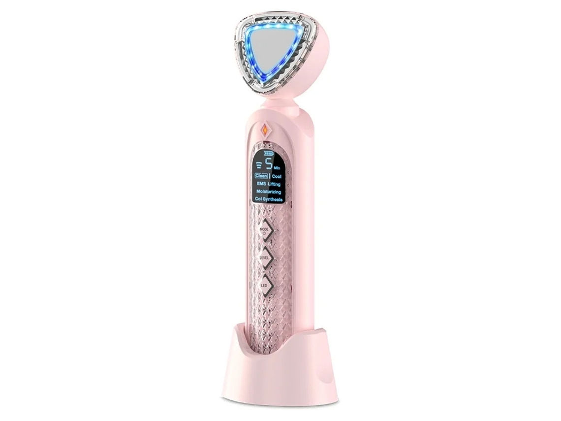 Masajeador de belleza para cuello y rostro con 5 modos, 3 velocidades, 2 luces LED, pantalla LCD HD, vibración, máquina de belleza caliente Yizhood