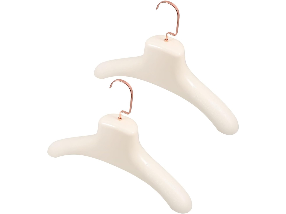 Juego 2 Perchas Anchas Color Beige Hombreras Acolchadas Resistentes Ideales Abrigos Invierno Trajes Blazers
