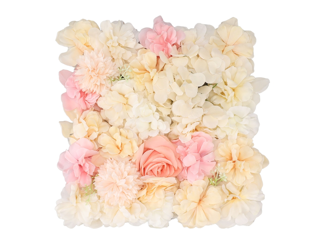 Panel De Pared De Flores Rosas De Seda Artificial Para Fondo De Boda, Amarillo Y Rosa, 15x15 Pulgadas.