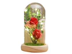 Regalos para mujeres, rosa iluminada en cúpula de cristal. MEOIRUERY