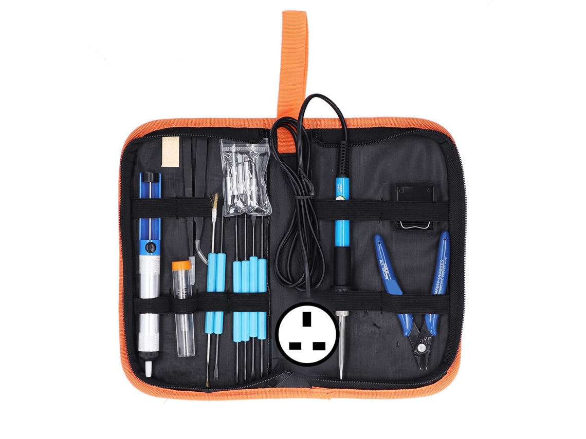 Kit De Soldador Eléctrico Con Puntas Para Aficionados Al Bricolaje, Enchufe Británico De 220 V, Ajuste De Temperatura De 200 A 450 ℃.