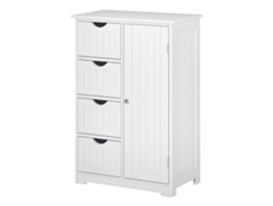 Armario De Baño Con 4 Puertas, Cajones Y Estante Ajustable, 56x30x83cm, Blanco.