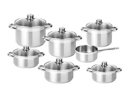 Batería de Cocina SILAMPOS Alegro Glass 7 Piezas Acero inoxidable 18/10