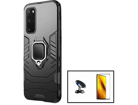 Kit Protector de Pantalla de Cristal Templado 5D Full Cover + Carcasa 3X1 Military Defender + Soporte Magnético de Coche para Samsung Galaxy S20 FE...