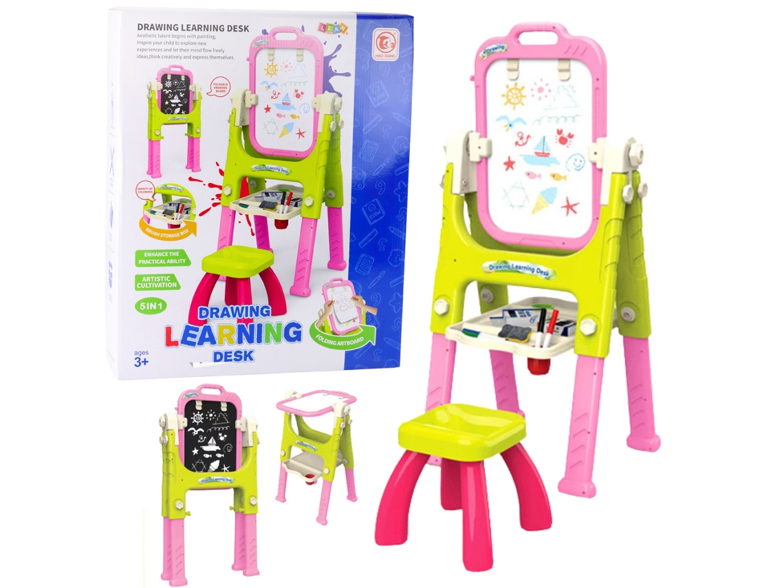 Pizarra educativa 5 en 1 con silla y accesorios multifuncionales Rosa B.active