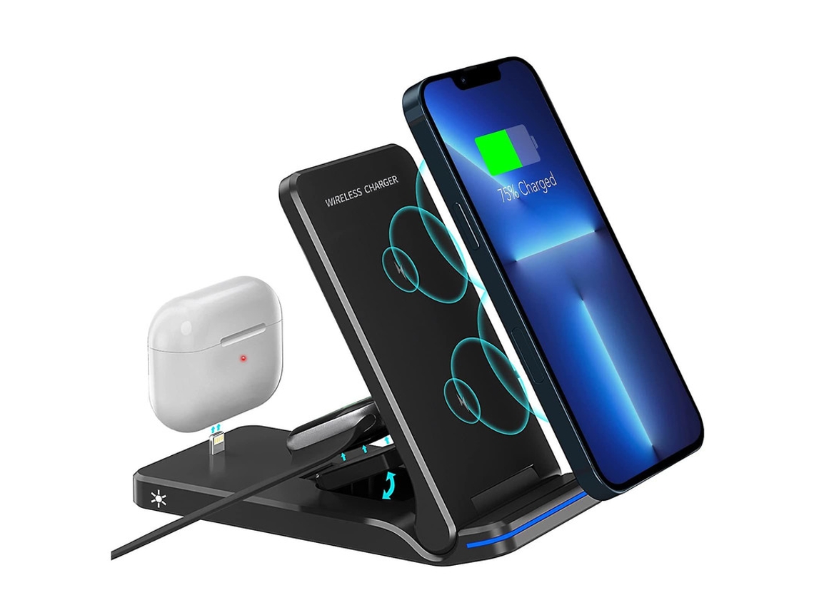 Cargador Estação Carregamento Fast Para Apple, Samsung Yizhood Seda Negro