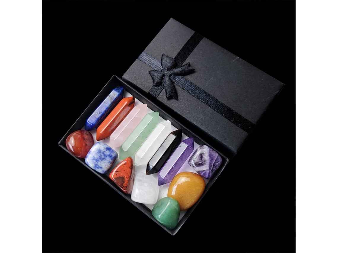 Ats-conjunto De Piedras De Poder De Cristal 14 Piezas Columna Hexagonal Siete Chakras Amatista Rosa Regalo Para Amigos