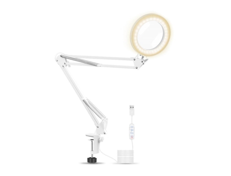 Soporte para reloj USB, lupa plegable 5x, cuchillo para soldar con tres manos, lámpara de mesa de 3 colores, lupa con luz LED Lupa