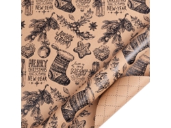 Papel de regalo navideño Chrui 1 rollo de papel kraft ecológico, 43 cm x 10 m (medias)