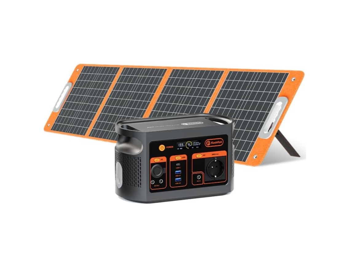 Estación De Energía Portátil E103 300w Lifepo4 8 Puertos + Panel Solar 100w