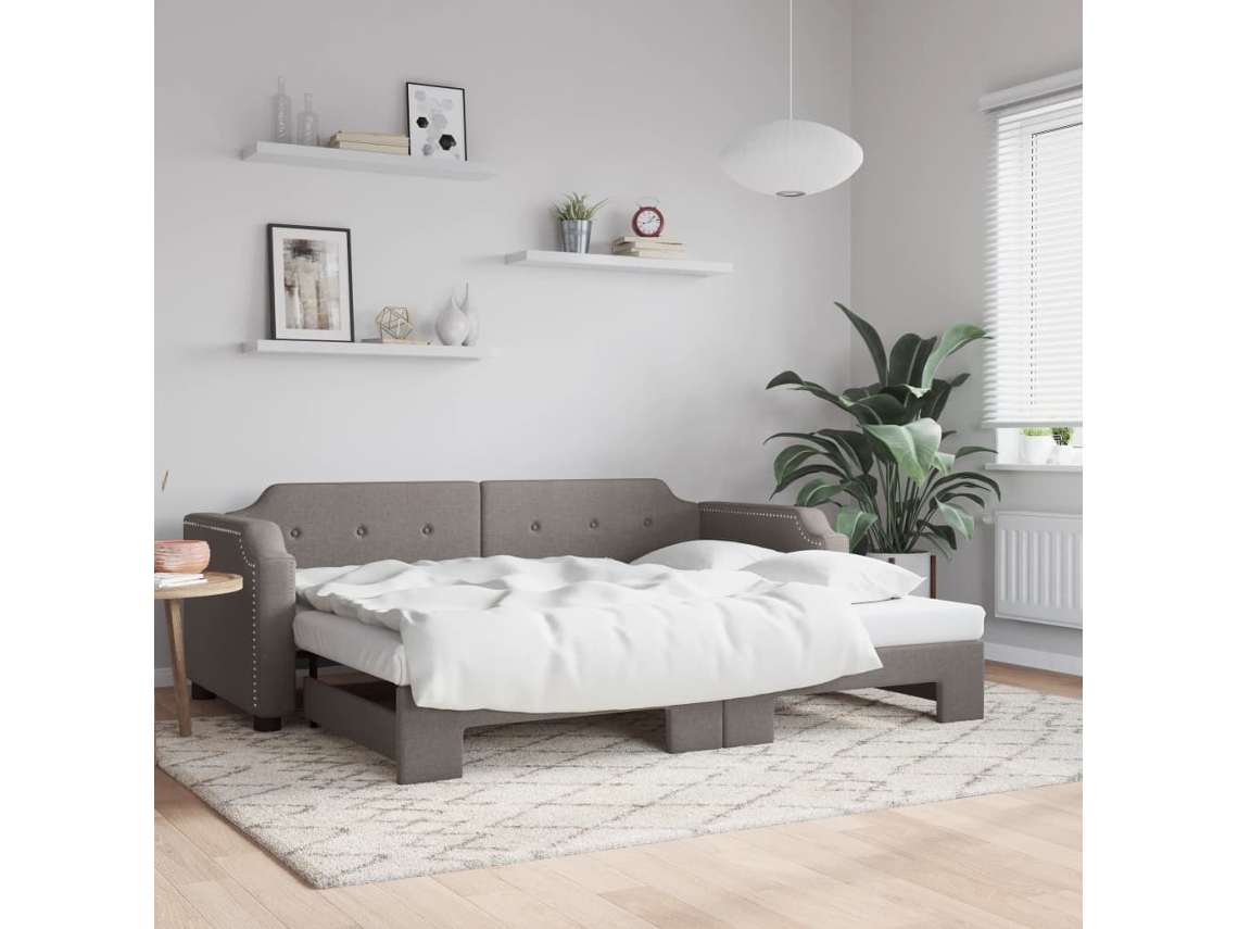 Sofá Cama Nido Tela Gris Taupe 90x200 Cm