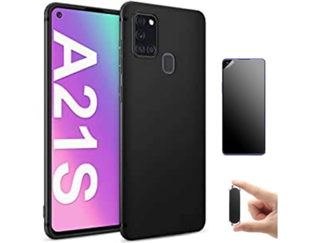 Kit Carcasa, Protector Y Soporte Samsung A21S Ultimatte Turtleshell Negro