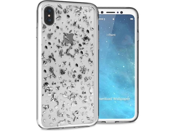 Funda iPhone X, XS I-PAINT Glitter Plateado
