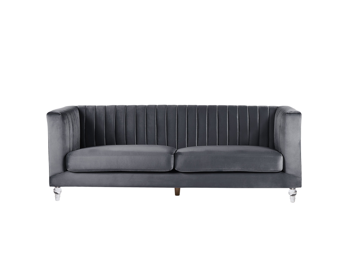 Sofá de 3 plazas BELIANI Arvika de Terciopelo Gris 204x78x75