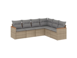 Conjunto de 6 sofás de jardín con cojines de mimbre beige MAISON EXCLUSIVE (80x200 cm)