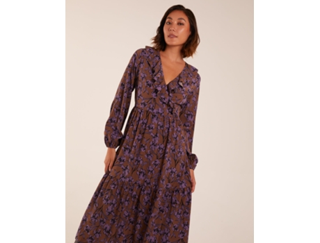 Vestido de Mujer BLUE VANILLA Ruffle Wrap Midi Poliéster Marrón (10)
