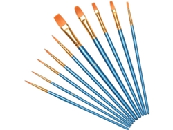 Set De 10 Pinceles Profesionales De Pintura Con Pelo De Nylon Para Acuarela Óleo Gouache Arte
