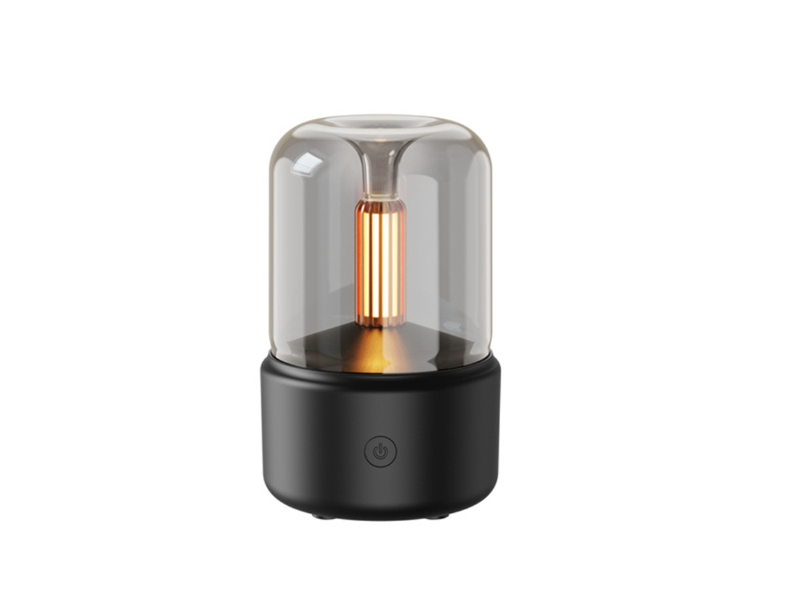 Difusor de aceites esenciales para aromaterapia con llama de vela Mdug (negro, USB)